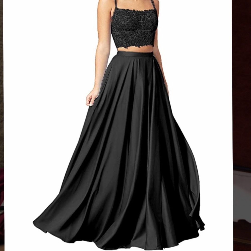 black two piece prom dress